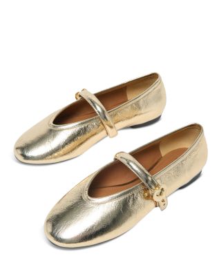 Women's Metallic Leather Ballet Flats