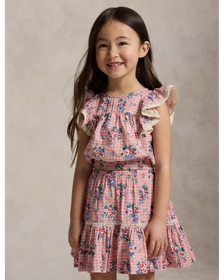 Girls' Floral Slub Cotton Top & Skirt - Little Kid