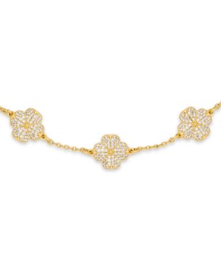 Spade Flower Pav&eacute; Clover Scatter Bracelet