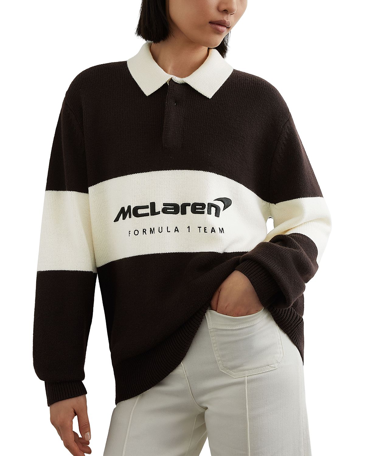 Reiss McLaren Unisex Embroidered Logo Rugby Polo Shirt
