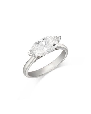 Luxe Collection Certified Lab Grown Diamond Marquis Cut Solitaire Ring in 18K White Gold, 2.1 tcw