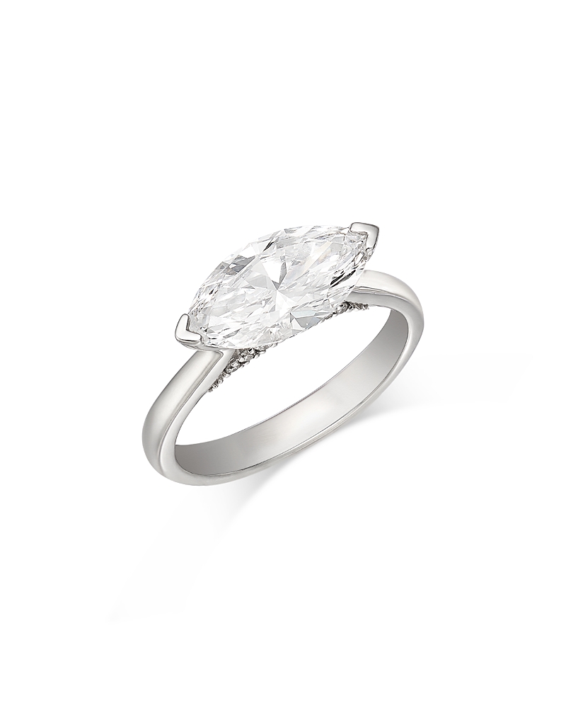 Bloomingdale's Fine Collection Luxe Collection Certified Lab Grown Diamond Marquis Cut Solitaire Ring in 18K White Gold, 2.1 tcw