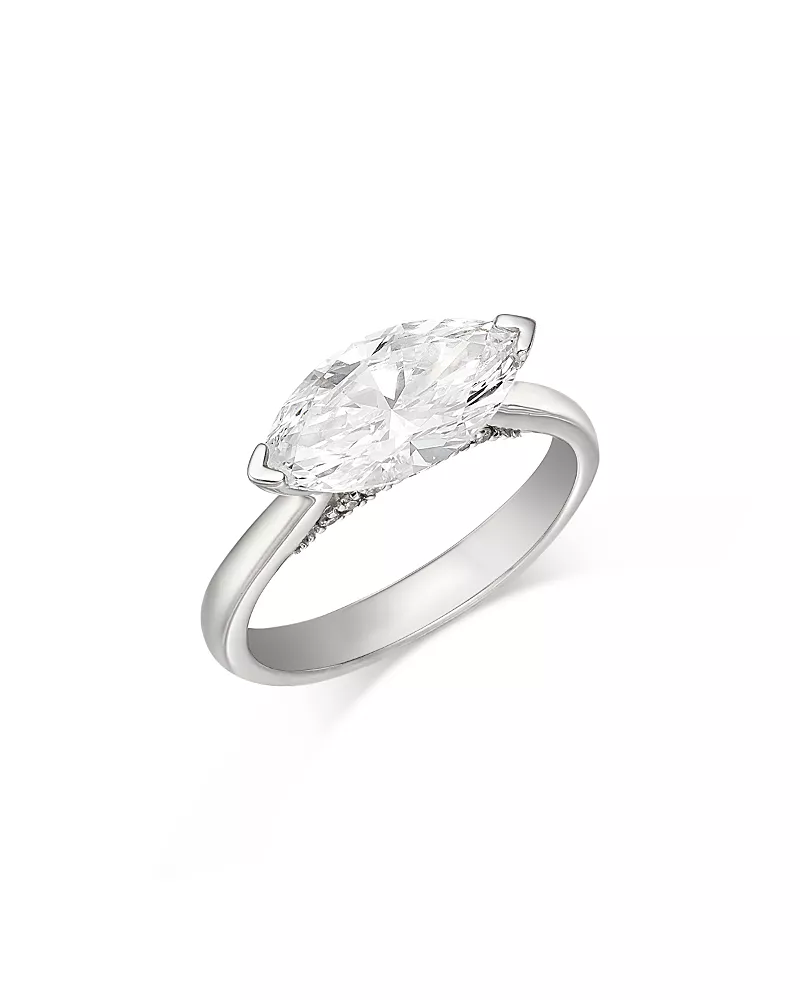 Bloomingdale's Fine Collection Luxe Collection Certified Lab Grown Diamond Marquis Cut Solitaire Ring in 18K White Gold, 2.1 tcw
