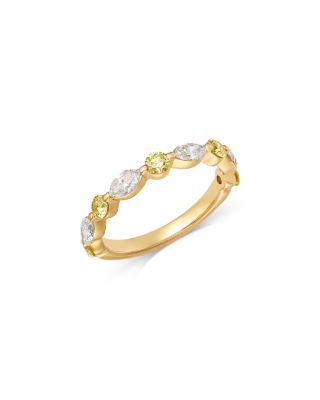 Luxe Collection Certified Lab Grown Color Diamond Round & Marquise Band in 14K Gold, 1.0 tcw