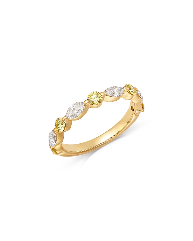 Bloomingdale's Fine Collection Luxe Collection Certified Lab Grown Color Diamond Round & Marquise Band in 14K Gold, 1.0 tcw