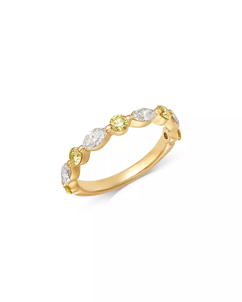 Bloomingdale's Fine Collection Luxe Collection Certified Lab Grown Color Diamond Round & Marquise Band in 14K Gold, 1.0 tcw
