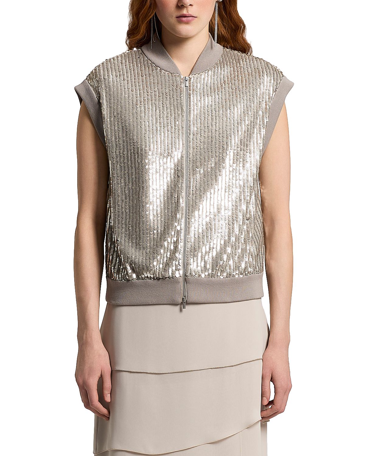 Peserico Sequin Bomber Vest
