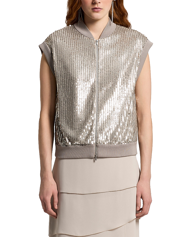 Peserico Sequin Bomber Vest