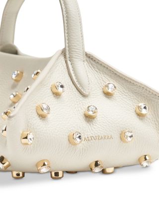 Mini Crystal Embellished Leather Handbag