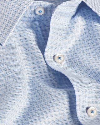 Trim Fit Stretch Twill Check Dress Shirt