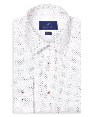 Trim Fit Stretch Geometric Dot Print Dress Shirt