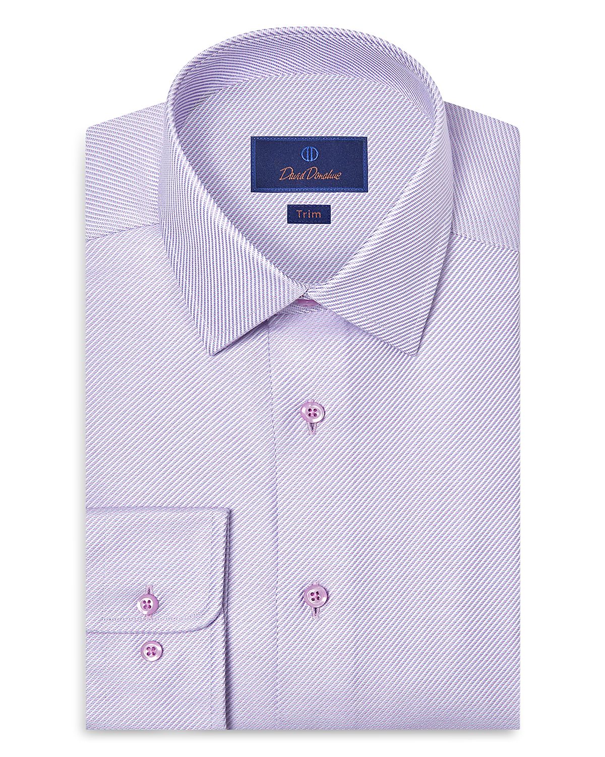David Donahue Trim Fit Textured Twill Dress Shirt
