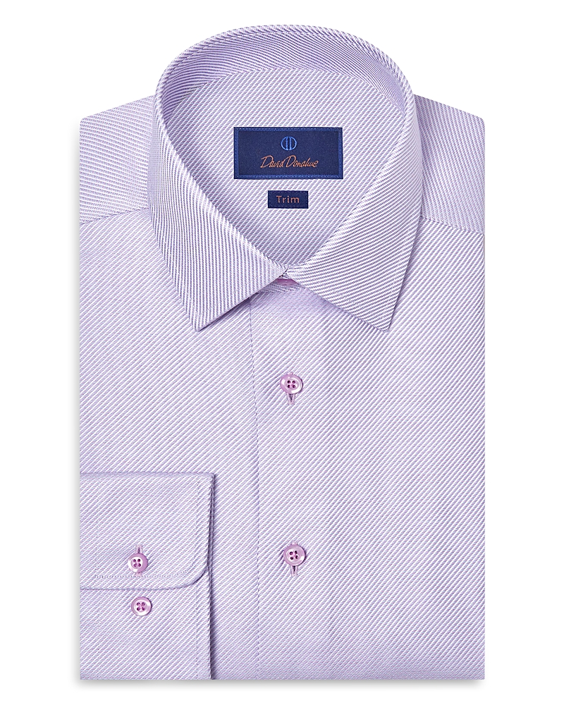 David Donahue Trim Fit Textured Twill Dress Shirt