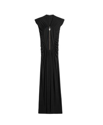  Ruched Deep V-Neck Maxi Dress