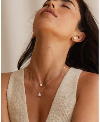  Halo Pendant in 14K Gold, 0.75ctw Pear Lab Grown Diamond