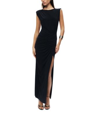  Ruched Side-Slit Maxi Dress