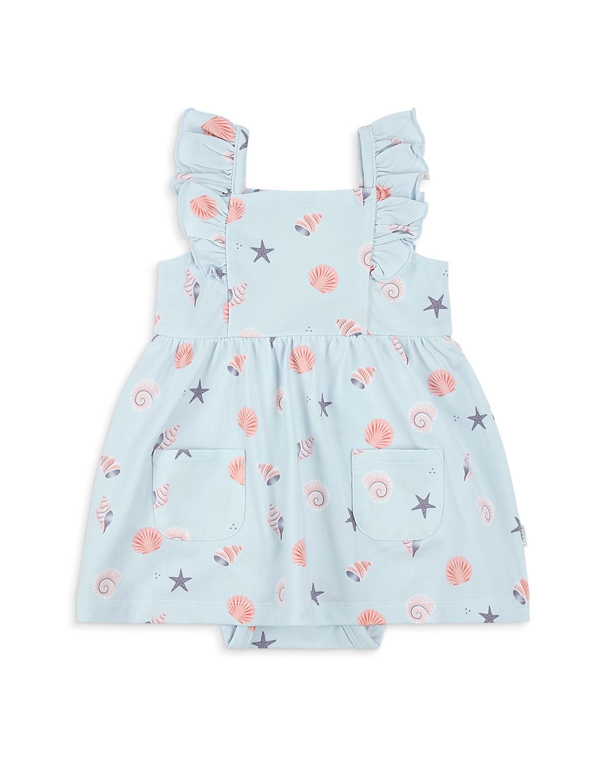 Firsts by petit lem Girls' Seashell Print Bodysuit Dress - Baby
