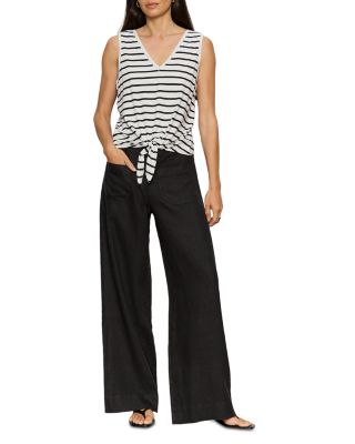 Floral V Neck Tie Front Tank