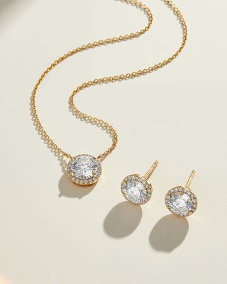 Halo Necklace in 14K Gold, 1.0ctw Round Brilliant Lab Grown Diamond