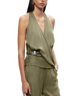  Asymmetric Halter Wrap Top