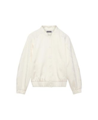  Women's Satin Lace Trim Bomber Jacket