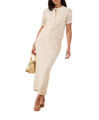 Women's Sequin Floral Crochet Midi Skirt