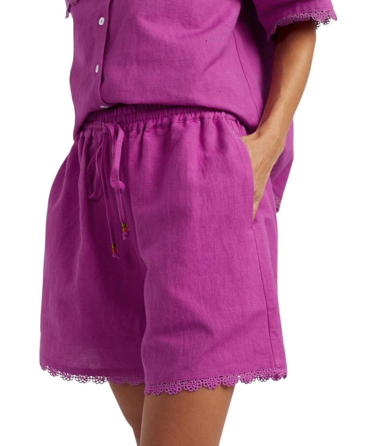 Chinti & Parker Women's Sienna Linen-Blend Scallop Edge Shorts