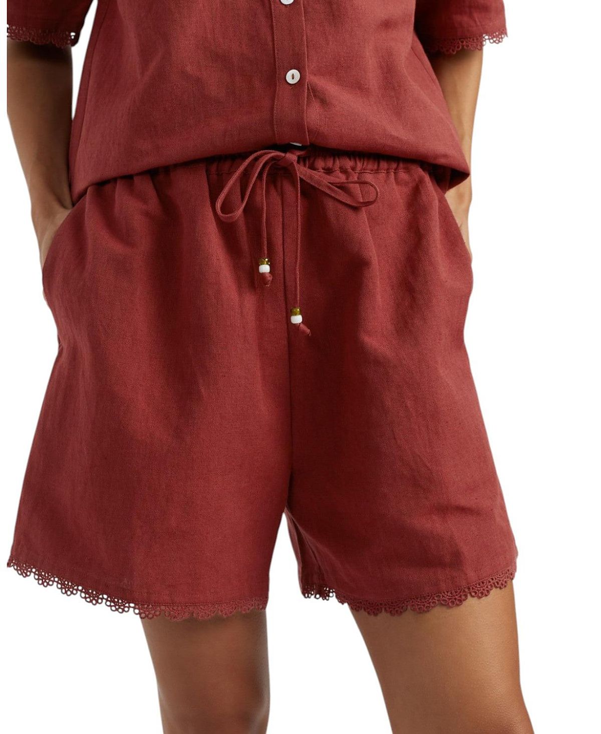 Chinti & Parker Women's Sienna Linen-Blend Scallop Edge Shorts