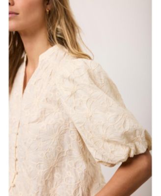  Women's Cotton Textured Floral Top