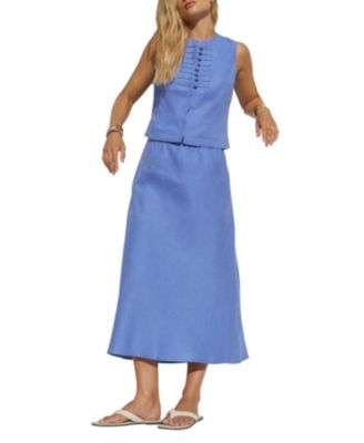  Women's Linen Military Detail Top