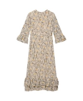  Women's Floral Print Ruffle Midi Dress