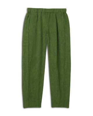 Pleated Linen Ankle Pants