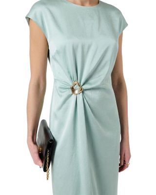 dolly parton green dress Lucinda Halter Satin Midi Dress • Shop American Threads Boutique main image 0