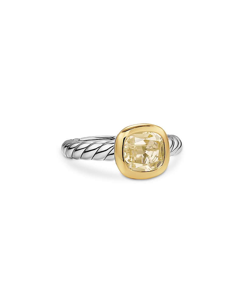 Dy Mercer Color Stone Ring in Sterling Silver with 18K Yellow Gold and Champagne Citrine, 7mm