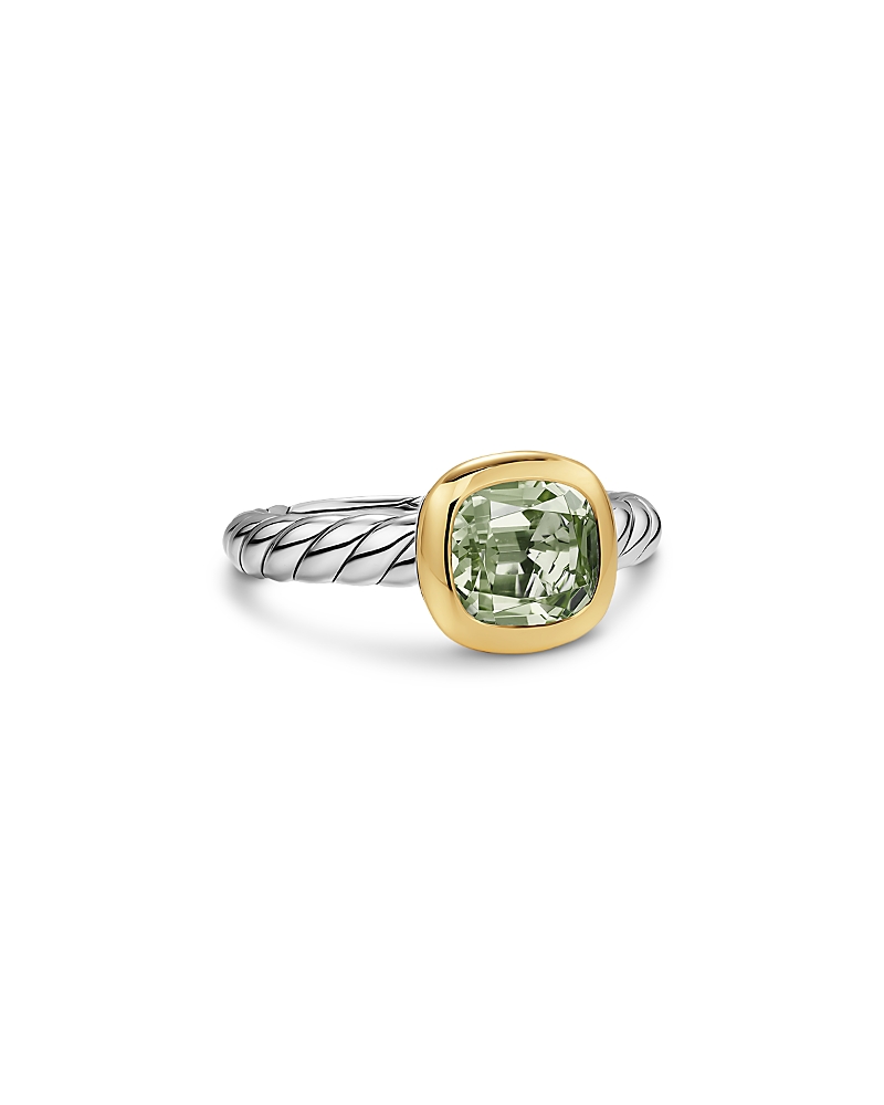 Dy Mercer Color Stone Ring in Sterling Silver with 18K Yellow Gold and Prasiolite, 7mm