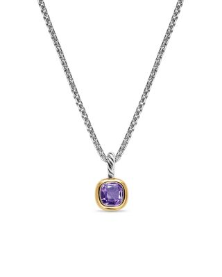 Mini Cushion Cut Amulet in Sterling Silver with 14K Yellow Gold 7.6mm