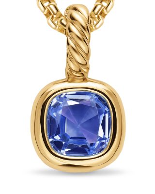 Mini Cushion Cut Amulet in 18K Yellow Gold with Tanzanite, 7.6mm