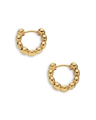 Bezel Set Hoop Earrings in 18K Yellow Gold with Diamonds, 13.4mm