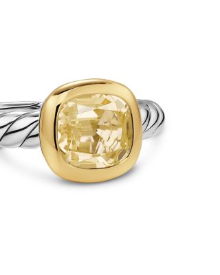 DY Mercer&reg; Color Stone Ring in Sterling Silver with 18K Yellow Gold and Champagne Citrine, 7mm