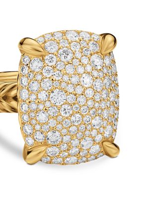 Chatelaine&reg; Elongated Ring in 18K Yellow Gold with Diamonds, 19mm