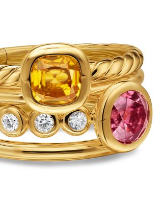 DY Mercer&reg; Color Stone Multi Row Ring in 18K Yellow Gold with Citrine, Pink Tourmaline and Diamonds, 10mm