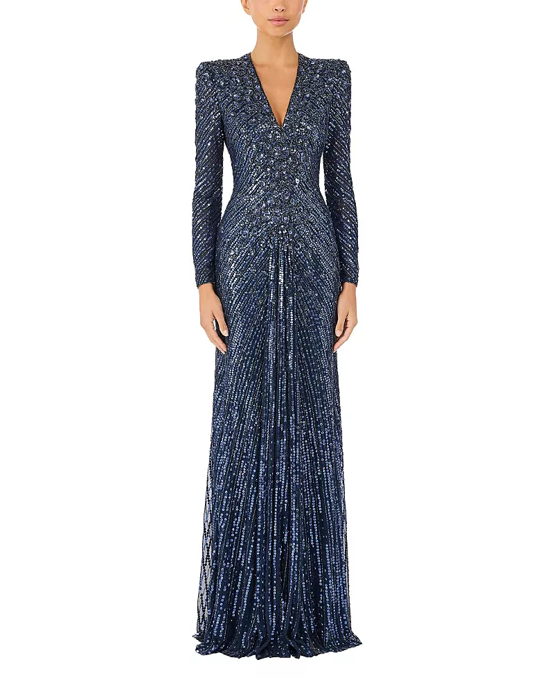 Jenny Packham Eve Sequin-Embellished V-neck Dress