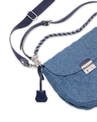 Crosby Lock Small Quilted Denim Saddle Bag 