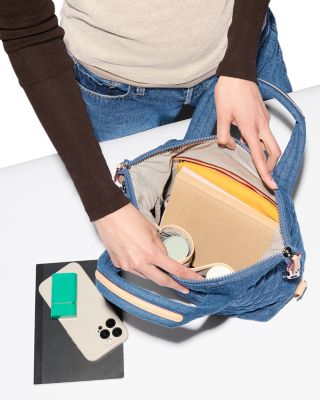 Sutton Deluxe Small Quilted Denim Satchel 