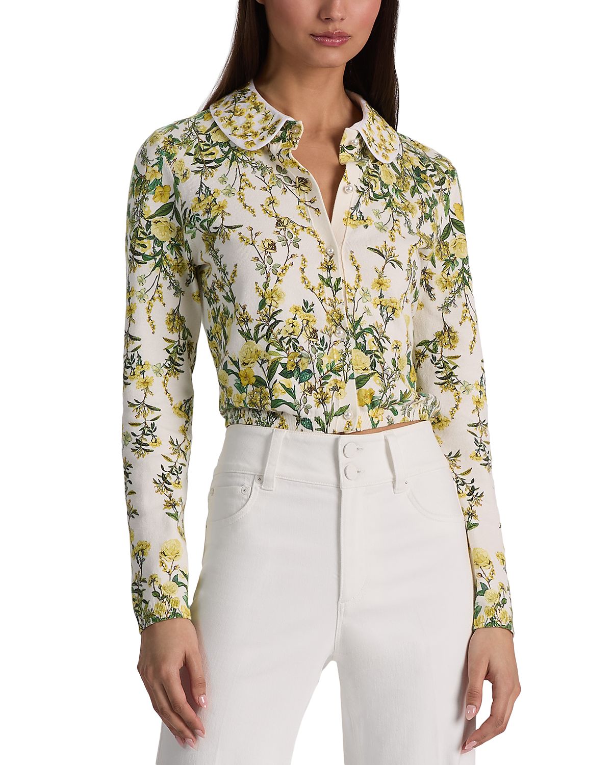 Alice and Olivia Carson Crewneck Cardigan Sweater