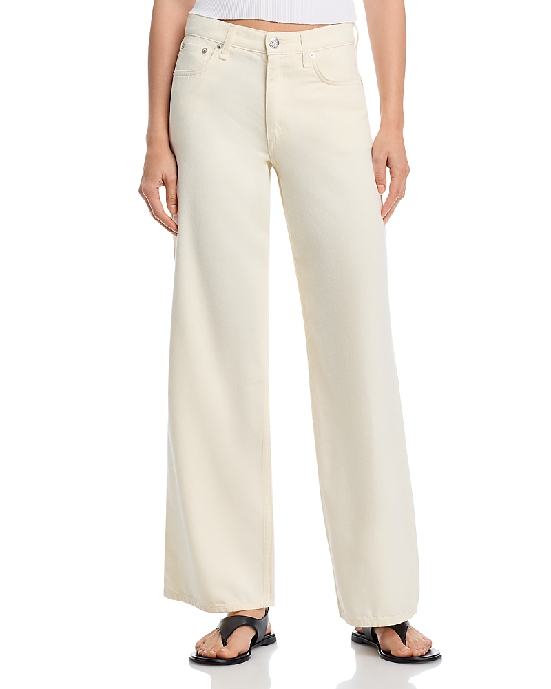 rag & bone Andi Featherweight Wide Leg Ankle Jeans in Ecru