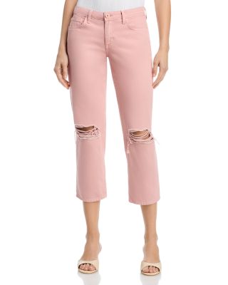 Blaine Low Rise Cropped Stovepipe Jeans in Misty Rose