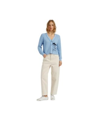  Women's Cotton Snoopy Crochet Peekabo Cardigan