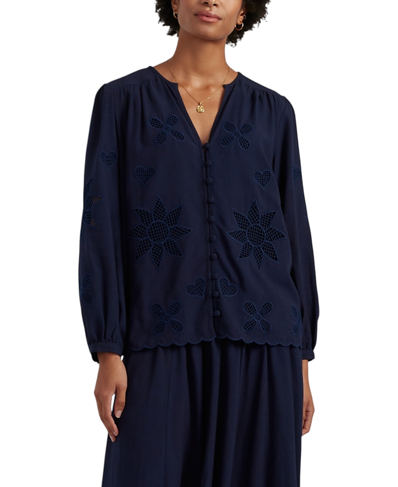 Chinti & Parker Women's Linen-Blend Broderie Blouse