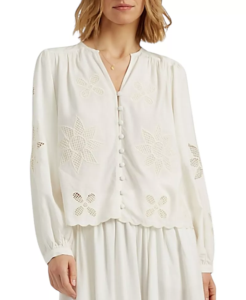 Chinti & Parker Women's Linen-Blend Broderie Blouse